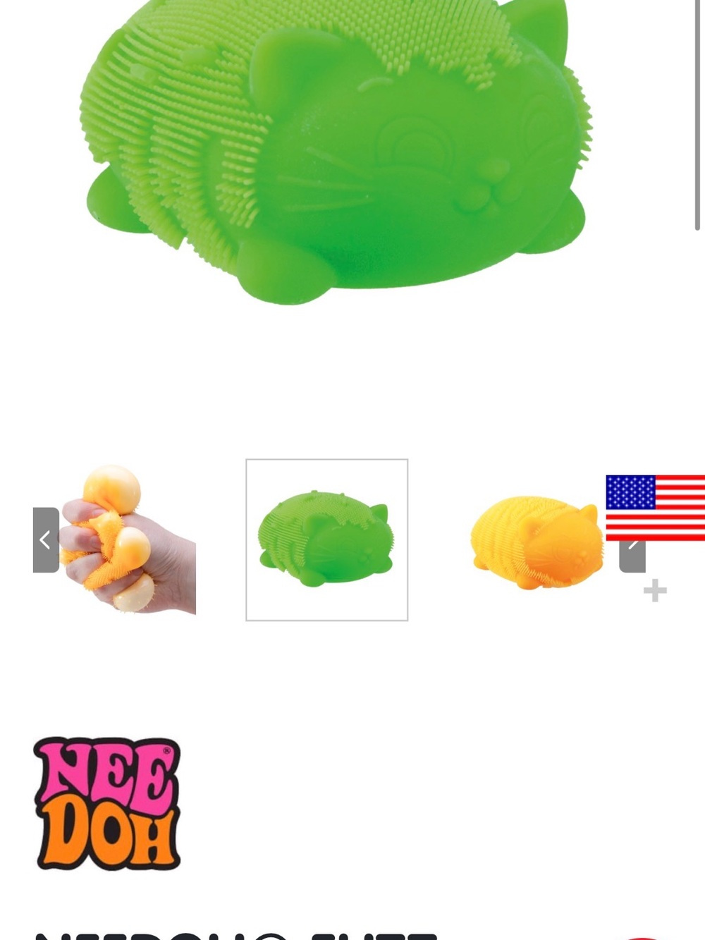 Green Schylling Needoh Authentic Wild Cat Stress Relief Toy